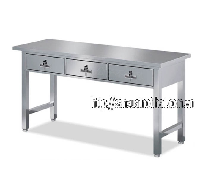 Bàn thao tác công nghiệp khung mặt đều bằng inox